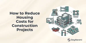 Construction crew staying in cost-effective workforce housing near a job site