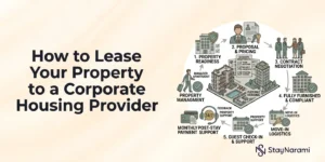Landlord reviewing a corporate housing master lease agreement with property owner